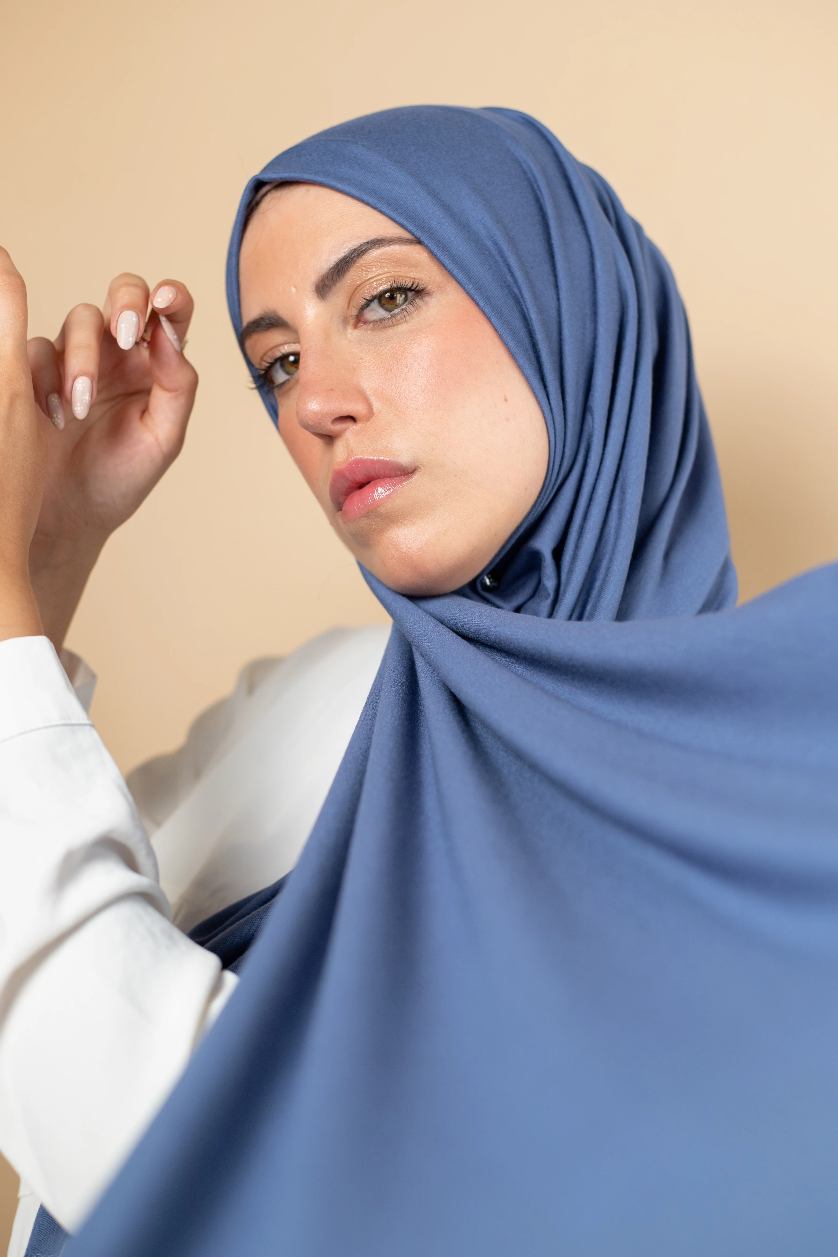 Hijab Jersey Luxury Azul Ciano - Image 2